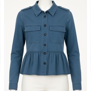 Lucky Brand Medium Blue Peplum Jacket Medium